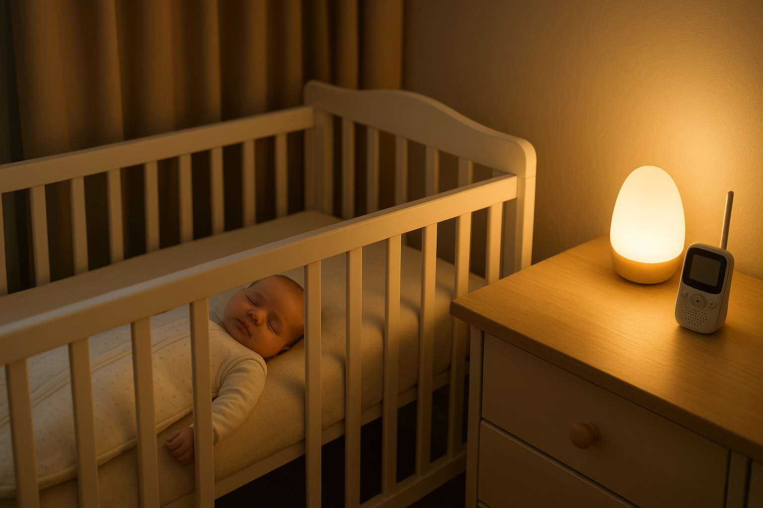 Baby im Schlafsack mit Nachtlicht
