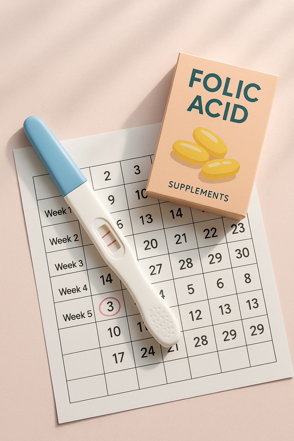 Erstes Trimester: positiver Test, Kalender, Folsäure