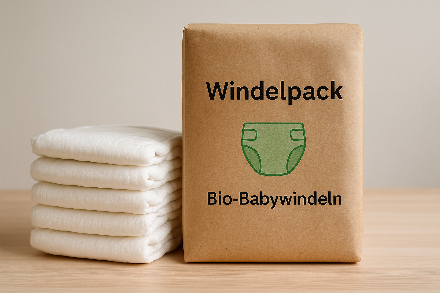 Mehrere Windelpackungen ordentlich gestapelt