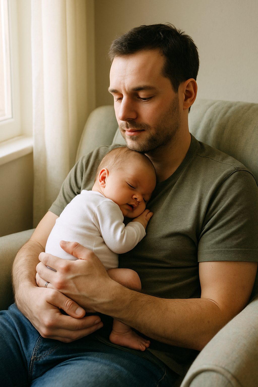 Vater mit Baby im Arm
