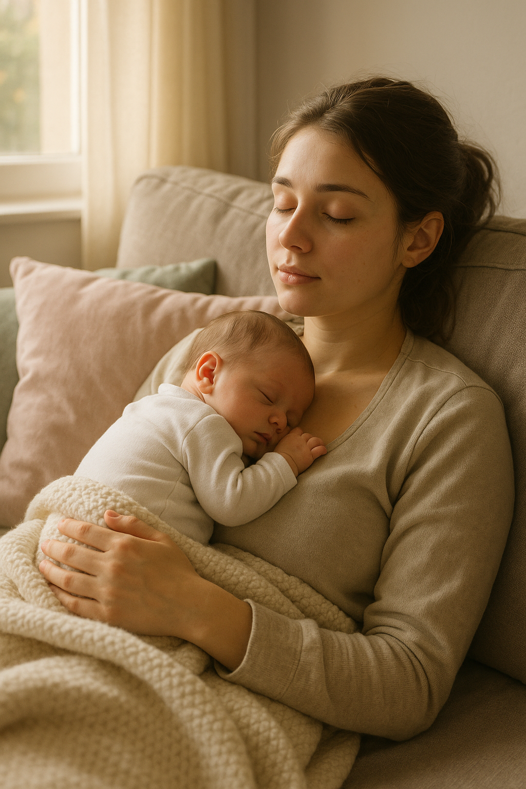 Mutter mit Baby auf dem Sofa